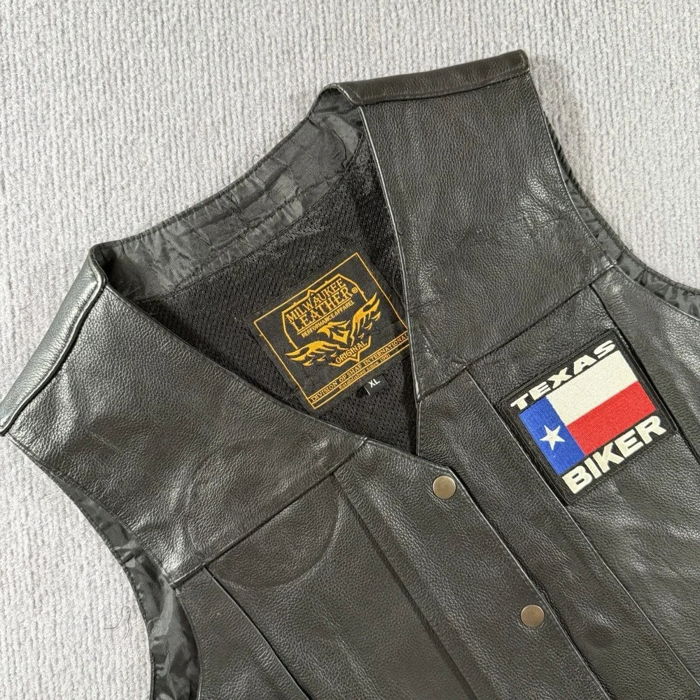 Milwaukee‎ Leather Womens Black Naked Leather XL Lace Vest * - Picture 9 of 11